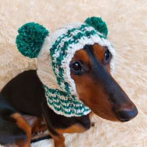 Wool Pet Snood Hat: Winter Warm Dog Gift with Pom Poms