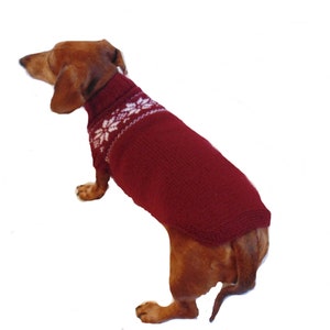 Handmade Christmas Dog Sweater: Snowflake Knit Dachshund Clothes