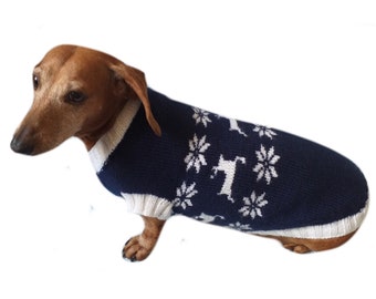Christmas dog sweater with deer and snowflakes