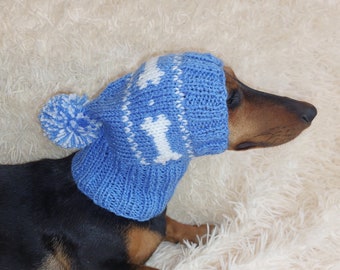 Pet Clothes Boned Hat with Pompom,Bone Dog Hat,Halloween Bonnet Hat for Dachshund Dog