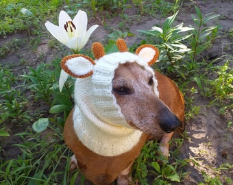 Christmas Deer Wool Dog Snood Hat