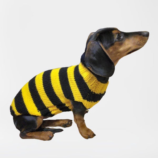 Bee knitted jumper for small dogs, bee sweater for dog, dachshund bee dog sweater