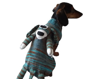 Sweater for a mini dachshund with a toy dog, Mini Dachshund Jumper, Clothes Dog Sweater, Sweater for miniature dachshund or small dog.