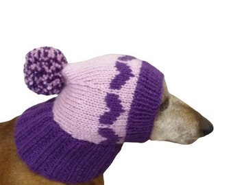 Hat for a dog with hearts, clothes for a dog with hearts