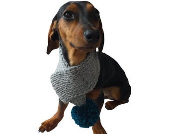 Knitted scarf snood for dachshund or small dog