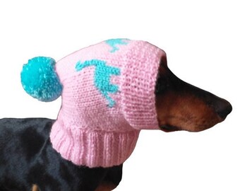 Dinosaur dog clothes pom pom hat, dinosaur hat for dachshund dog