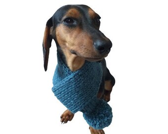 Knitted scarf snood for dachshund or small dog