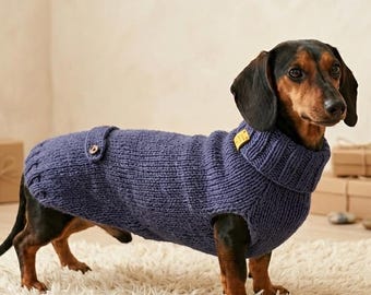 Winter wool coat dog warm sweater Knitted spring holiday jumper for pet,  gift cloches dachshund lover outfit apparel