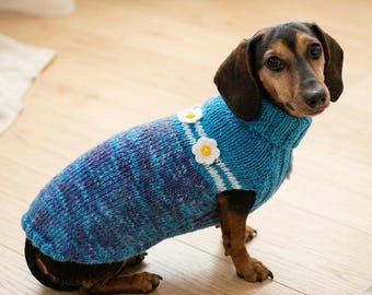 Dachshund Sweater with Flowers - Exclusive Warm Winter Clothes for Dogs