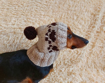 Paws clothes hat for dachshund or small dog,hat print paws with pom pom for dog,clothes with paws for dogs