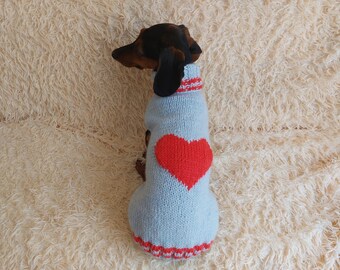 Festive Heart Pet Outfit Heart Jumper Dog Clothes Sweater Valentine's Day,Dog Lover Gift Knitted Sweater.