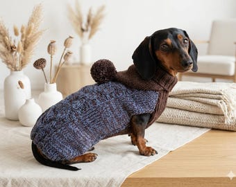 犬のニットセーター千鳥格子-ダックスフンドのセーター-犬の服