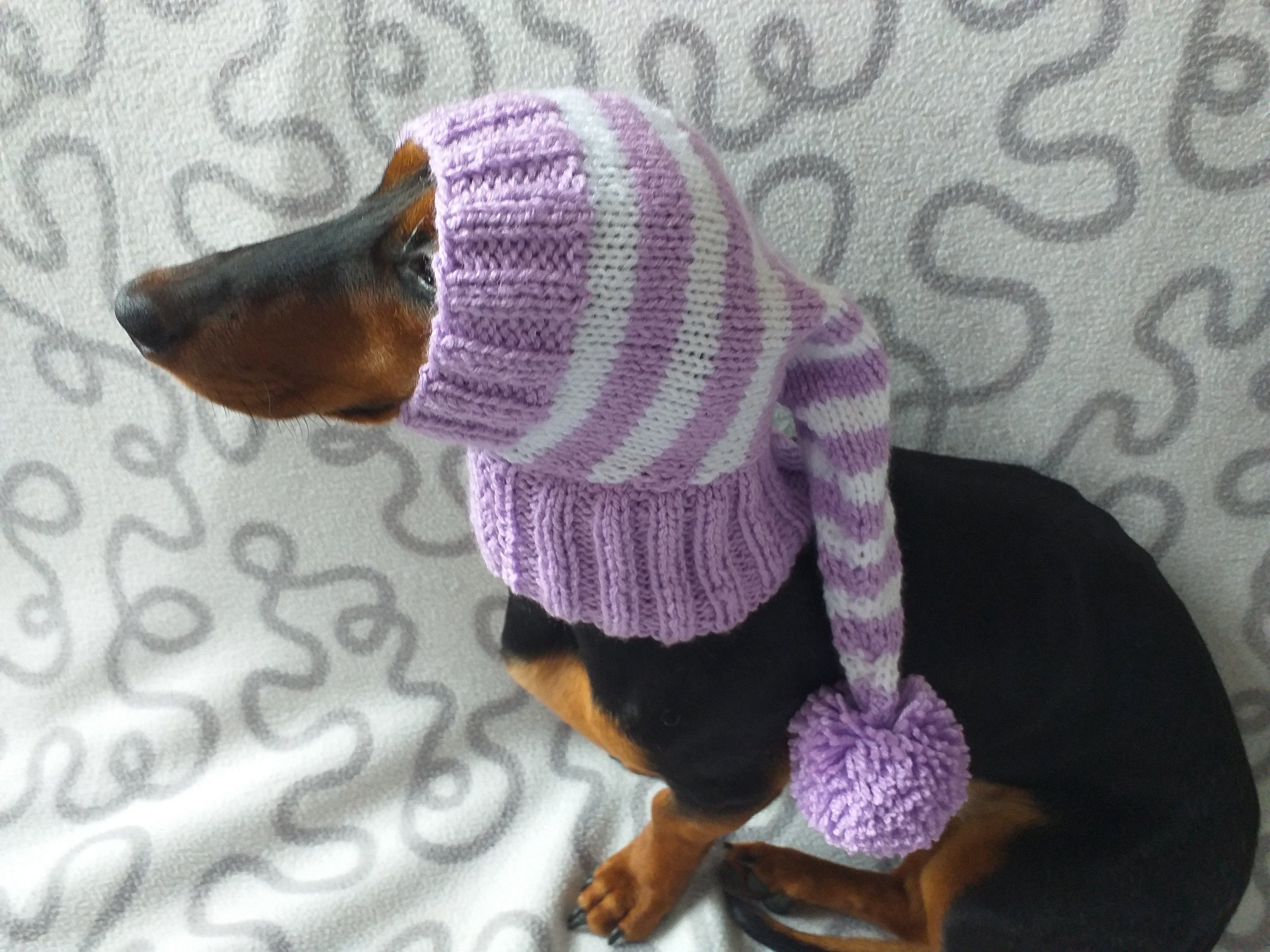 Pompom Dog Hat Christmas Santa Bright Festive Costume Holiday Winter Clothes Pet Apparel Outfit Dachshund Elf Custom Knitted Beanie