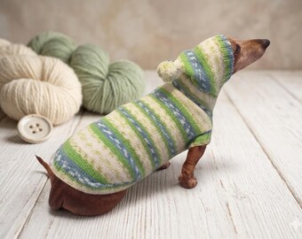 犬のニットセーター千鳥格子-ダックスフンドのセーター-犬の服