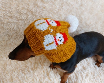 Snowman hat for Christmas party,cloches snowman dog hat, dachshund christmas cap