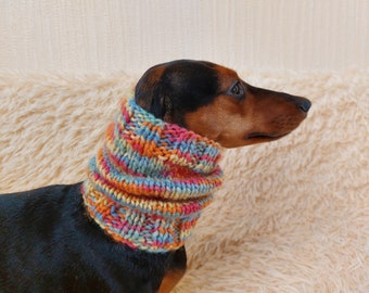 Snood for dachshund stripes, scarf snud for dachshund angora wool