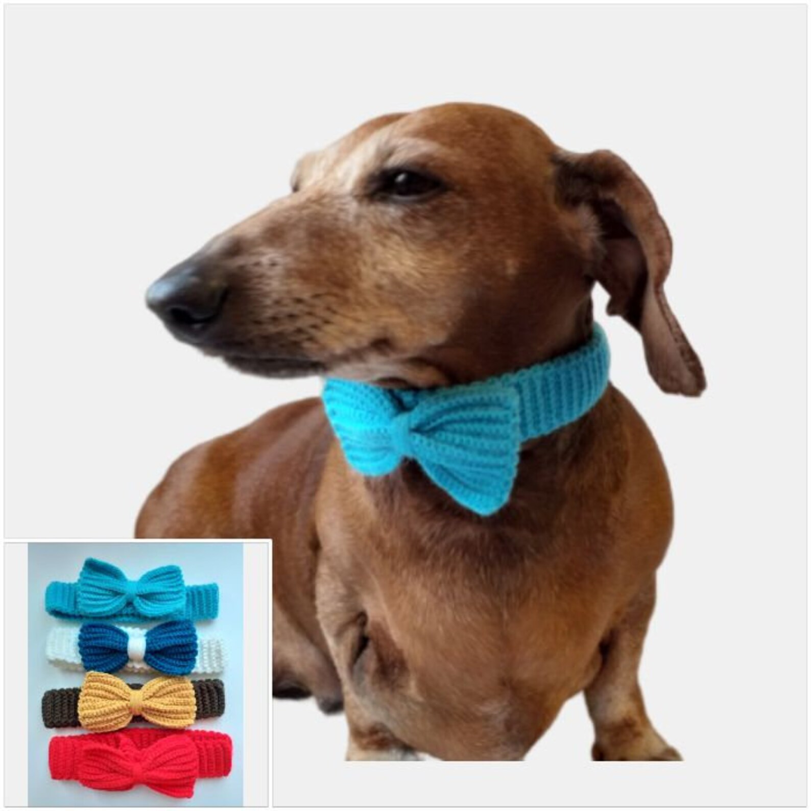 Knitted Collar Bow for Dog or Cat Etsy