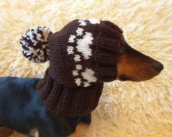 Paws clothes hat for dachshund or small dog,hat print paws with pom pom for dog,clothes with paws for dogs