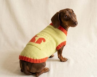 Fox animal dog sweater outfit apparel warm festive custom knit pet clothes costume dachshund,cozy gift for dogs lover