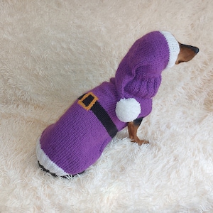 Dachshund Santa Costume: Knitted Christmas Sweater & Hat