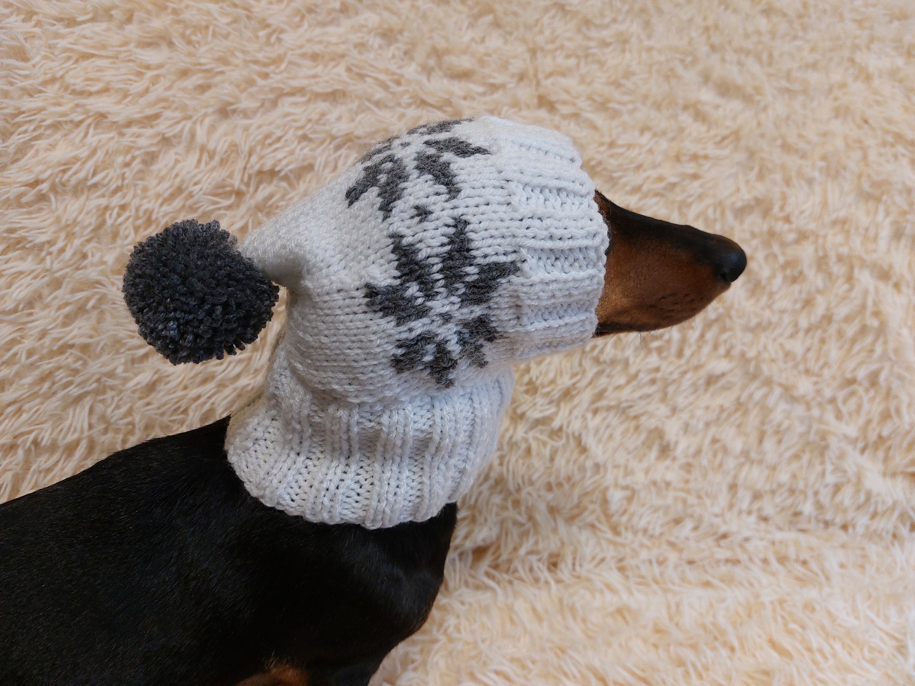 Bonnet De Noël Pour Chien Avec Pompon - Bonnet Tricoté Motif Tresse - Taille S à XXL