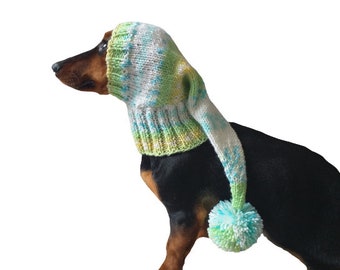 Winter Christmas clothes for dogs knitted hat with pompon, doxie clothes, doxie hat