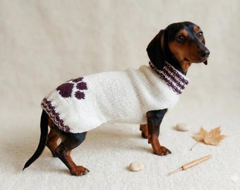 Paw animal dog sweater outfit apparel warm festive custom knit pet clothes costume dachshund,cozy gift for dogs lover