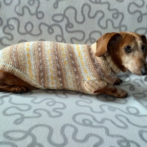 Handmade Knitted Dachshund Sweater: Wool Blend Doxie Clothes