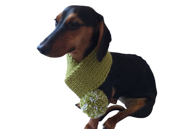 Woolen Christmas Dog Scarf With Pom Pom Knitted Small Dog Neck