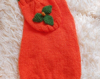 Jersey De Halloween Para Perro EXPAWLORER | Calabaza Naranja Y Negro | Cuello Alto Con Agujero Para Correa | Talla S-M | Suéter Cálido De Otoño Para Mascotas Pequeñas Y Medianas