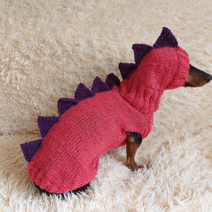 Dachshund Halloween Dinosaur Outfit Costume Sweater and Hat