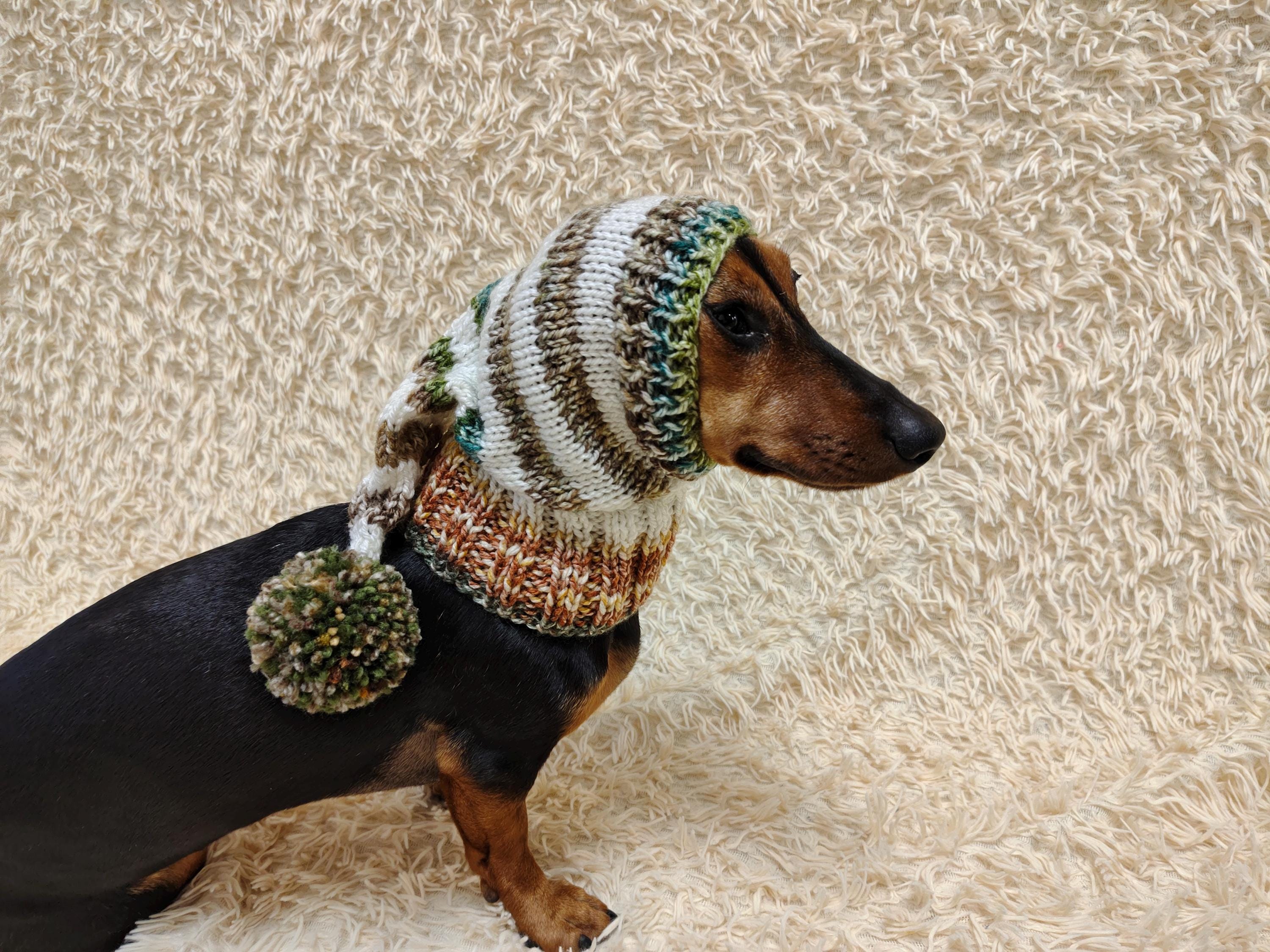 Knitted Pompom Dog Hat Christmas Santa Bright Festive Costume Holiday Winter Clothes Pet Outfit Dachshund Elf Custom Cap Dogs Lover Gift