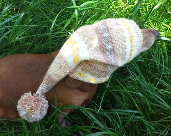 Winter hat with pompom for dachshund, clothing for dachshund or small dog hat