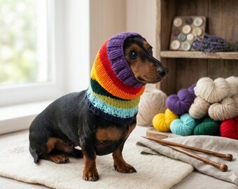Bufanda multicolor para perro, protector de cuello de lana cálida para invierno, bufandas para perros salchicha, regalo para amantes de las mascotas