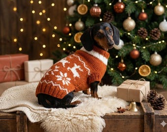 Suéter navideño de reno con copos de nieve para perro, disfraz festivo brillante, ropa abrigada de Año Nuevo para mascotas, atuendo para perro salchicha