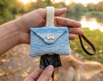 Dog Waste Bag Dispenser Knitted Treat Pouch, pet accessory, gift for dogs lover   Leash Attachment