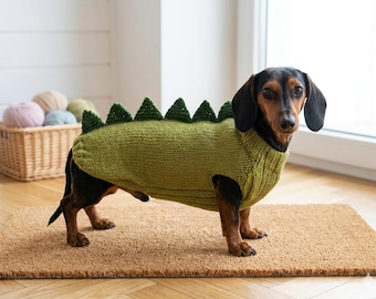 24 color Dinosaur Dog Sweater Outfit Knitted Warm Clothes for Dachshund