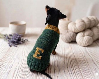 Personalized Angora Wool Dog Sweater: Custom Initial Monogram