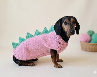 Dinosaur knitted sweater for dog animals clothes original Halloween outfit pet Dino Rex jumper dachshund