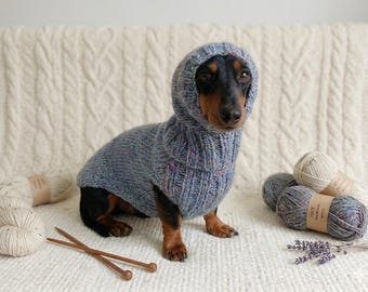 Mohair super warm Dog costume sweater and hat with pom-pom, pet winter clothing set,custom knitted set dachshund outfit, gift for dogs lover