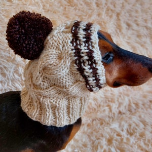 Wool Dog Snood Hat: Winter Pet Gift with Pompom