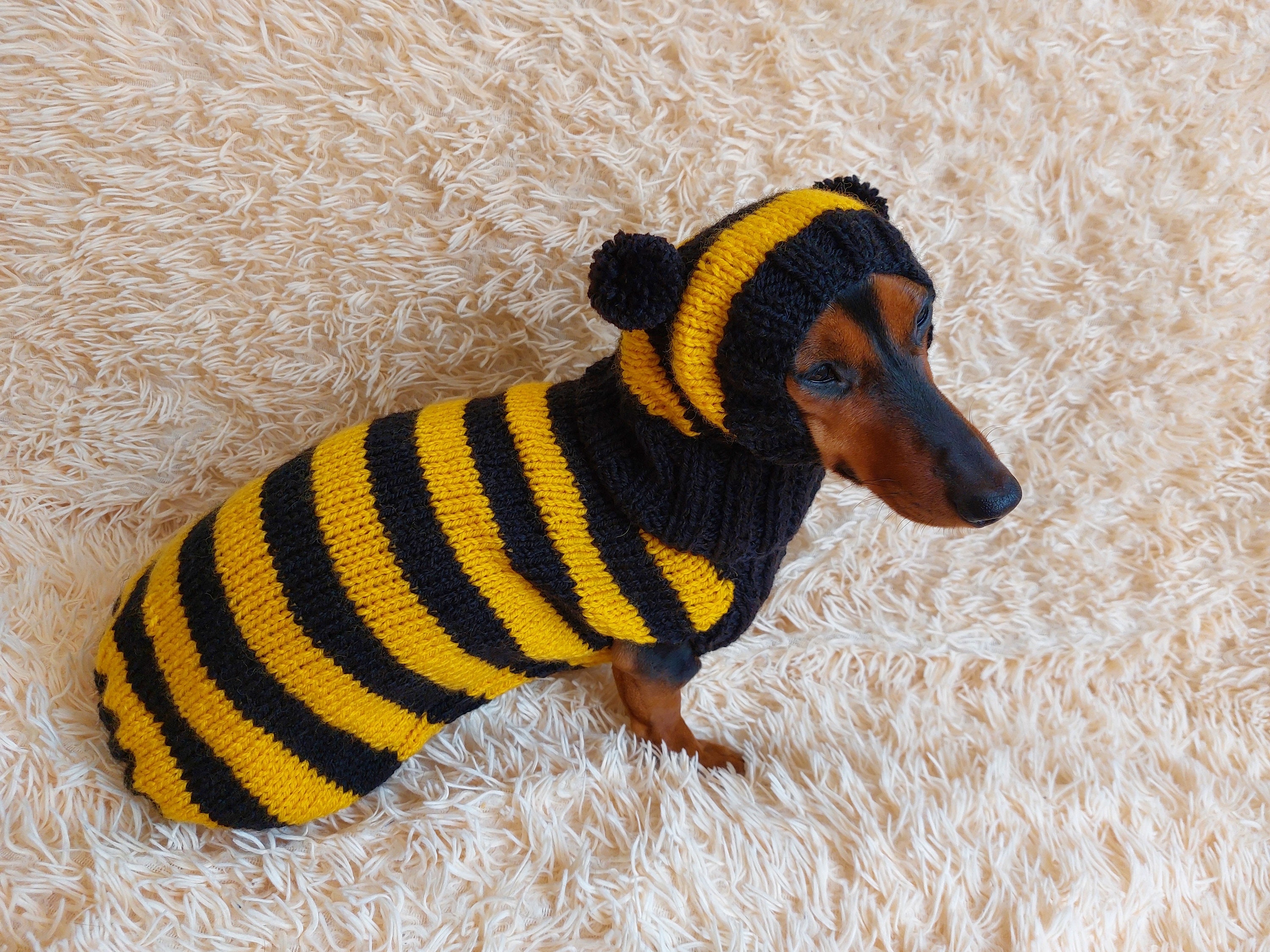 it-dogs BEEトップス　Ｓ Bee Animal Dog Costume Sweater and Hat Original Pet Outfit Knitted