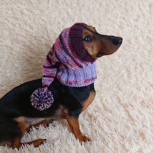 Ropa navideña de invierno para perros gorro de punto con pompón, ropa doxie, gorro doxie