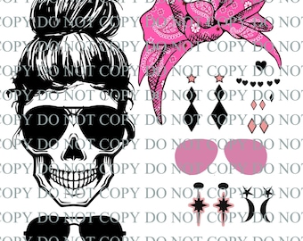 Skull Girl SVG,skull svg, Skull with accessories SVG,Skull with bow PNG,Skull Silhouette, Skull png