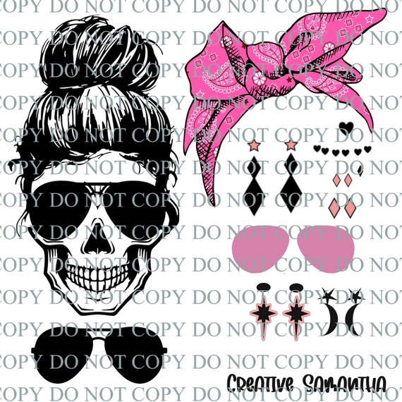 Download Skull Girl Svgskull Svg Skull With Accessories Svgskull Etsy