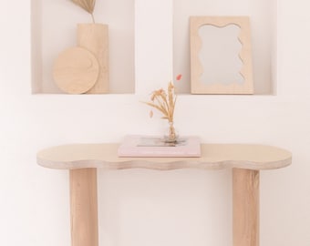 Wavy shaped wooden console table or SPLASH console
