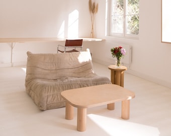 Rectangular light wood coffee table