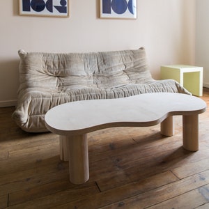 Wooden coffee table with organic shape and pretty curves HARICOT