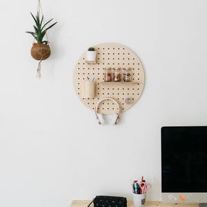 Pegboard panneau perforé en bois rond grand image 2