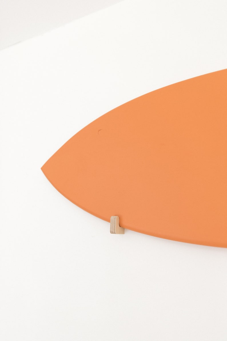 Orange decorative surfboard in wood image 2